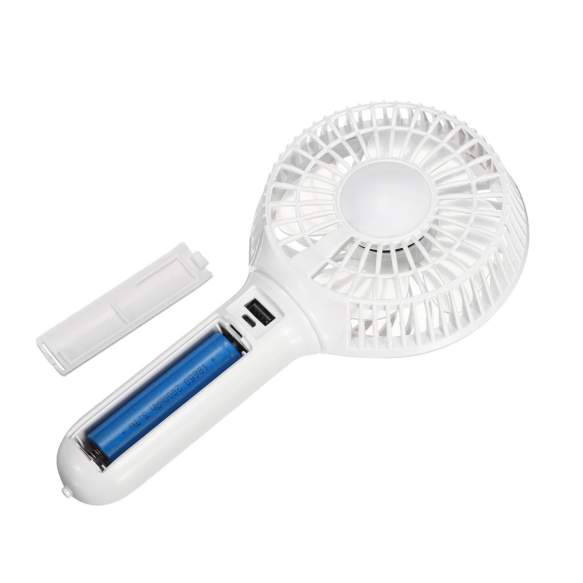 USB Cooling Fan Portable Handheld Fan 3 Speed Mini Fan LED light 2200mAh Battery Hanging Fan