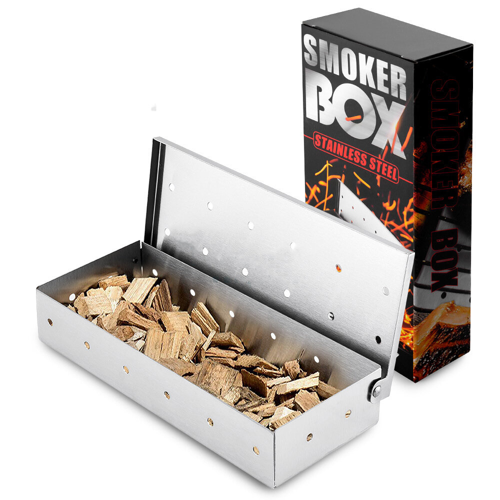 Indoor Wood Chips Box BBQ Grill Meat Infused Accessory Tool COD