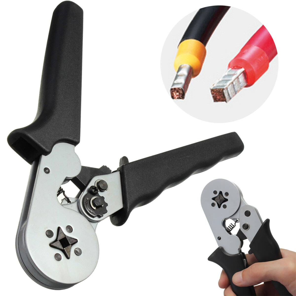 Self-Adjustable Terminal Crimping Tool with 0.08-6.0mm² Range Ergonomic Nylon Handle Uniform Pressure Crimp Ideal for Insul