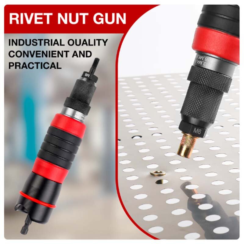 3/8" Rivet Nut Drill Adapter Kit Professional Nut Gun Adapter with Rubber Coating