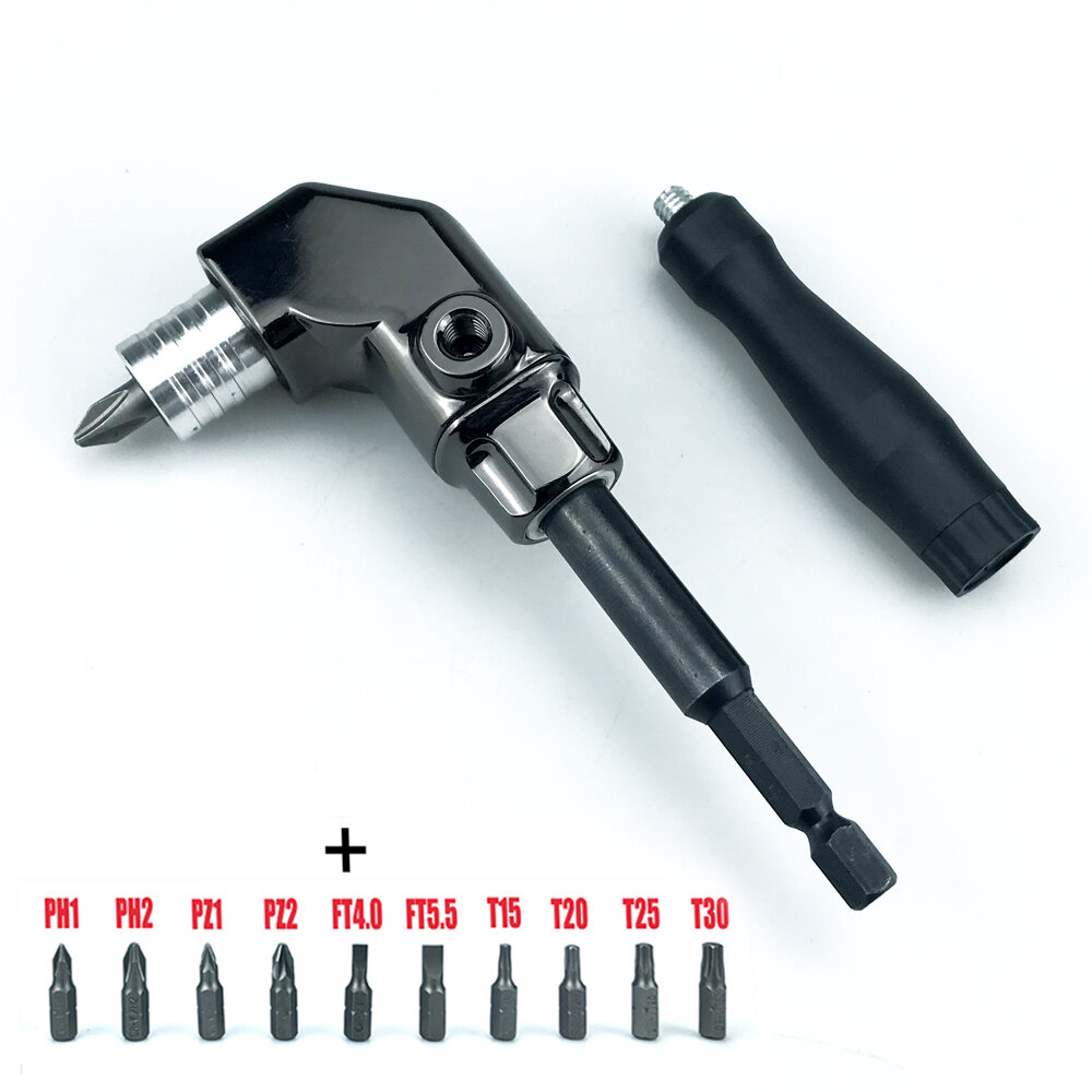 90 Degree Turning Universal Screwdriver Batch Head Corner Adapter with Quick Release Hexagonal Interface Ideal for Hard-to-Reach