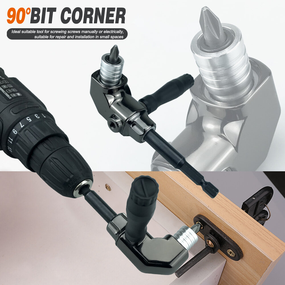 90 Degree Turning Universal Screwdriver Batch Head Corner Adapter with Quick Release Hexagonal Interface Ideal for Hard-to-Reach