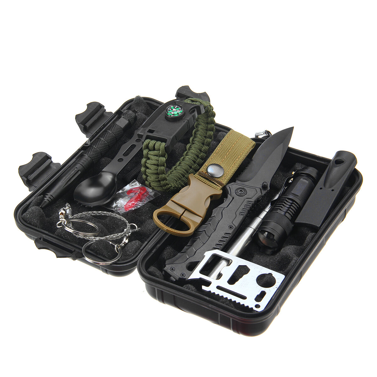 12 in 1 Emergency Survival Kit Outdoor Hiking Camping Tactical Gear Multi Tools Kit