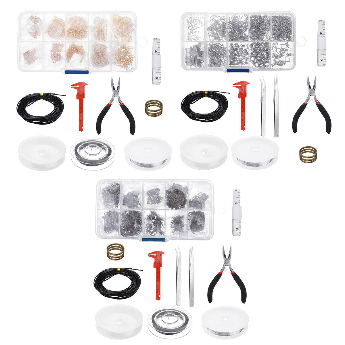 10 Grid Accessories Combination Set Open Ring Close Ring Lobster Clasp Ring Feed Ring Hand Tool Pliers