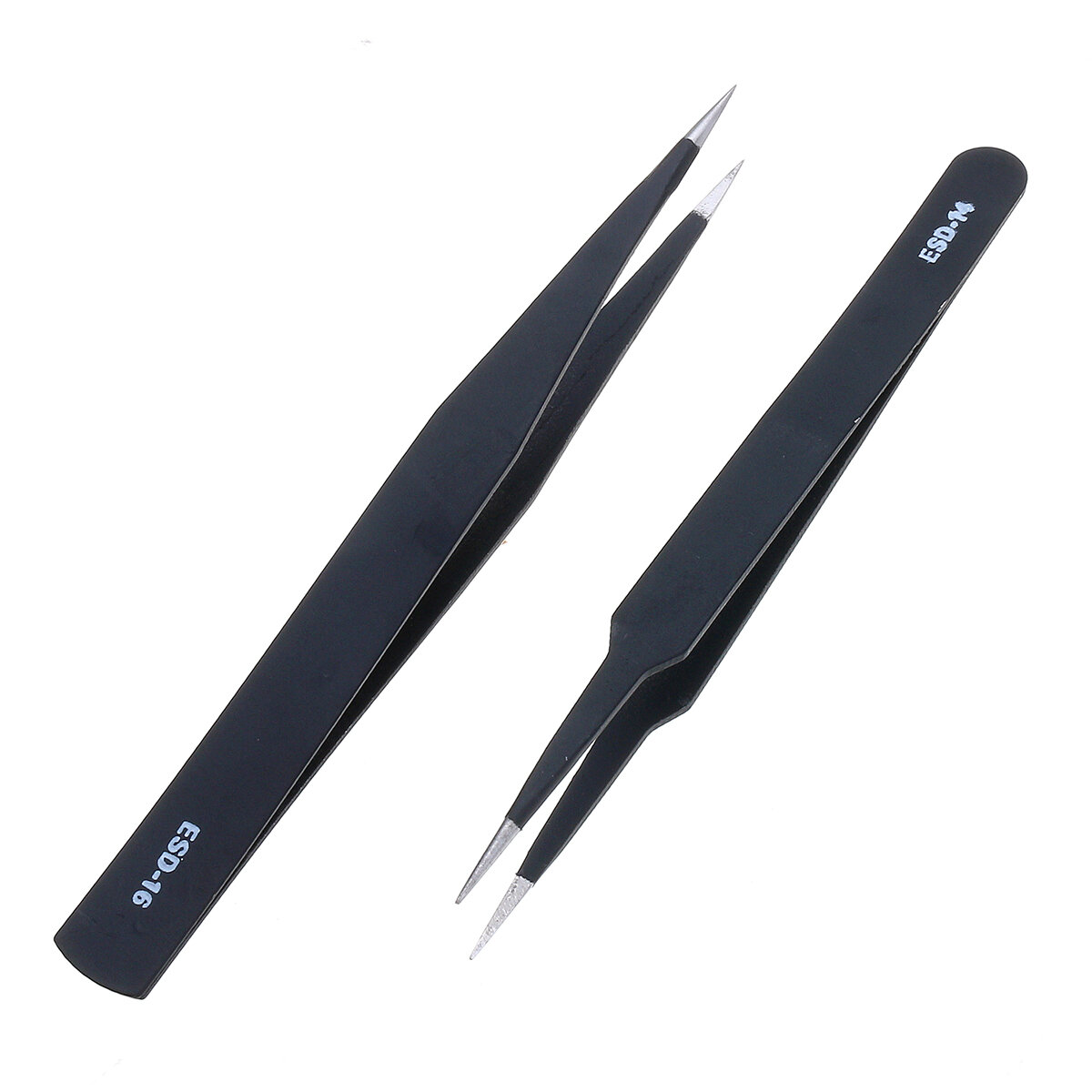 10PCS ESD Tweezer Anti-static Stainless Steel Precisiion Tweezers for Electronics Nail Beauty