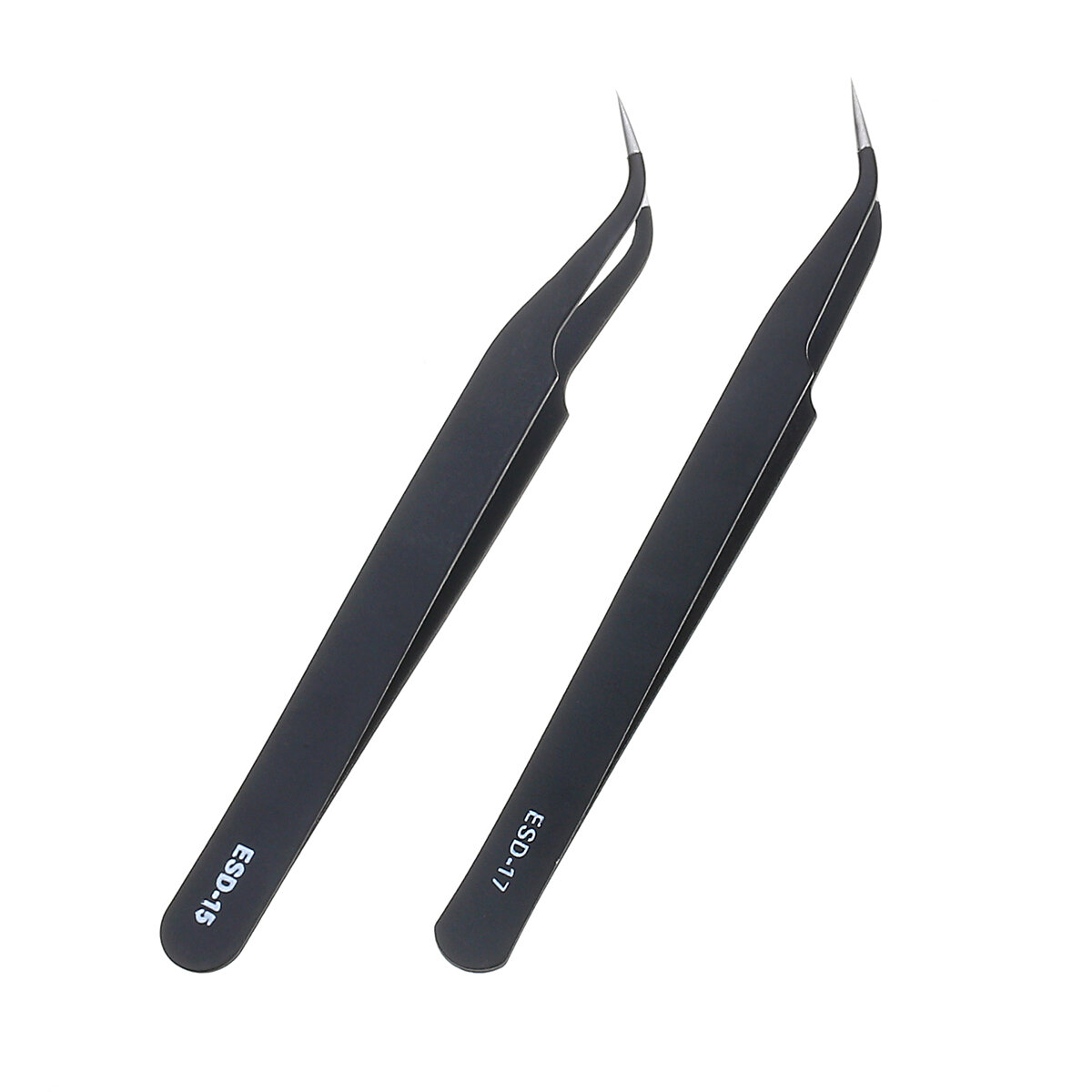 10PCS ESD Tweezer Anti-static Stainless Steel Precisiion Tweezers for Electronics Nail Beauty