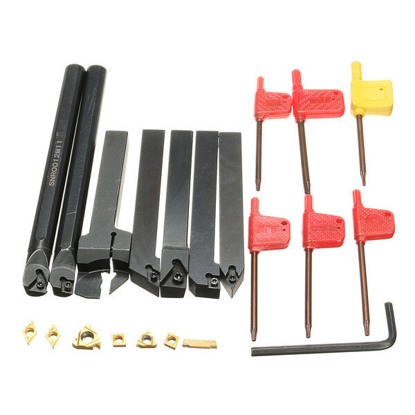 7pcs Carbide Inserts for 12mm Shank Lathe Boring Bar Turning Tool Holder CCMT060204 11IR 16ER Carbide Inserts