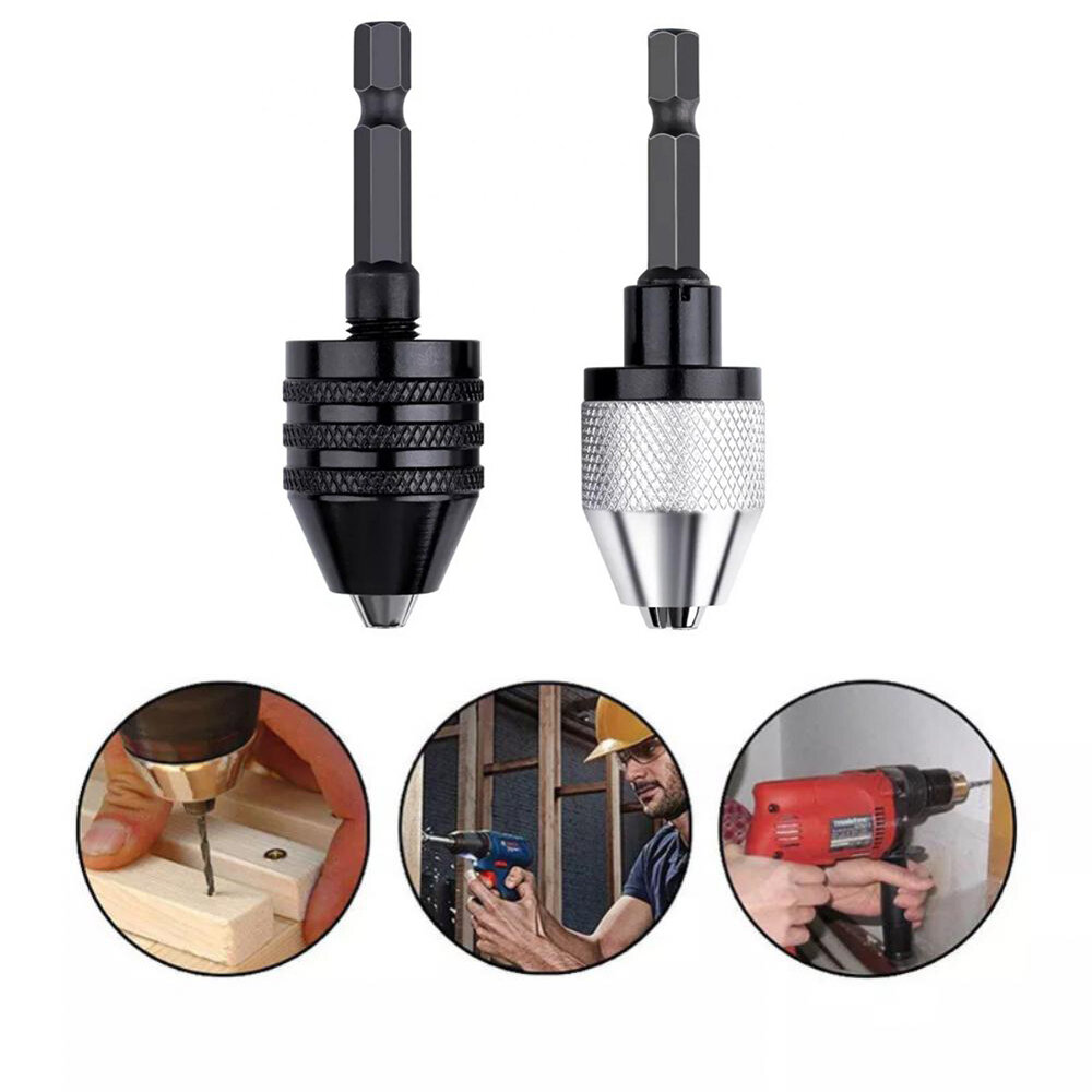 2PC Hex Shank-Black and White Keyless Drill Chuck Adapter For Easy Bit Changes Available In Electric Grinder, Nail Machine, Eng