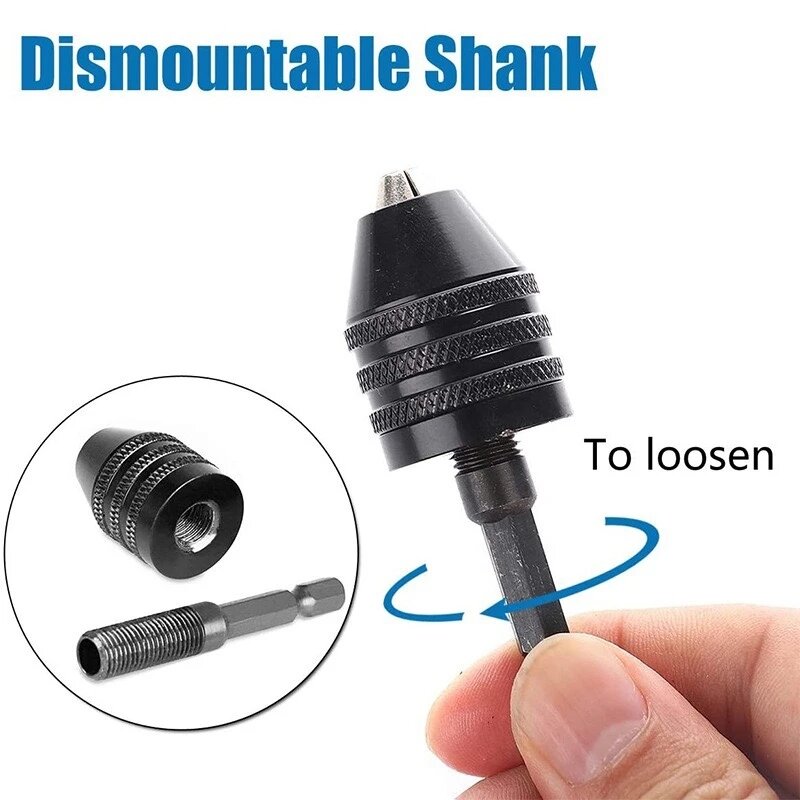 2PC Hex Shank-Black and White Keyless Drill Chuck Adapter For Easy Bit Changes Available In Electric Grinder, Nail Machine, Eng