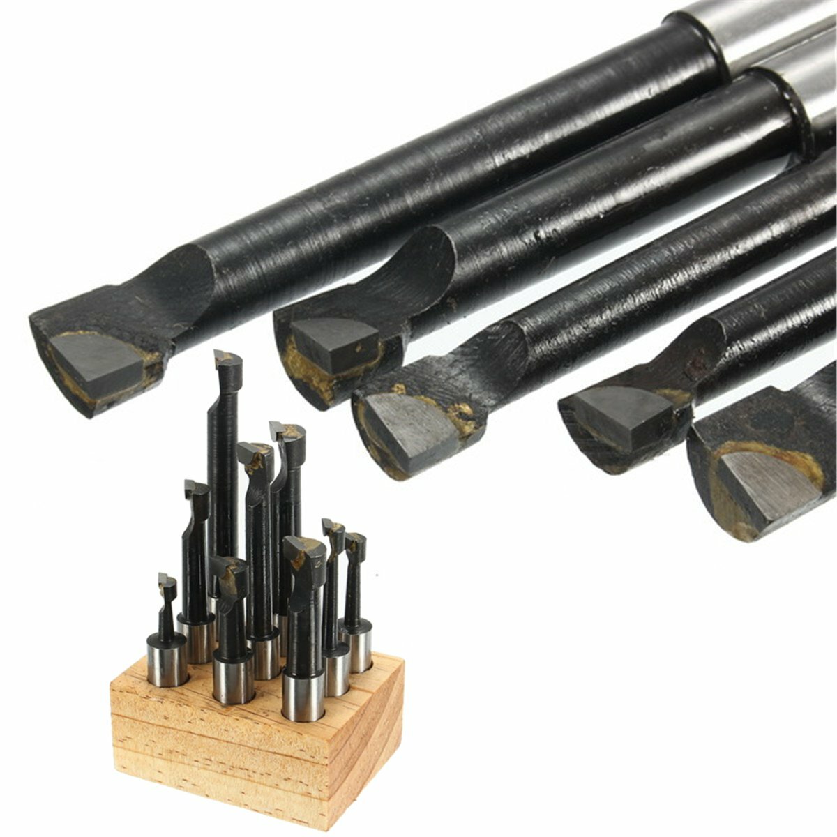 9pcs 12mm Shank Boring Bar Set Carbide Tipped Lathe Tool Flat End Rod COD