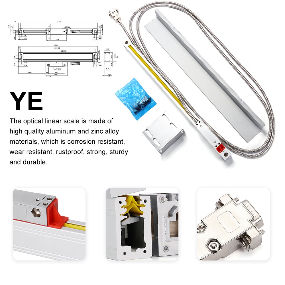 YHSINO YH800-2 Digital Display Ruler YE Optical Linear Scale with IP54 Protection High Precision Versatile Use for Milling Machi