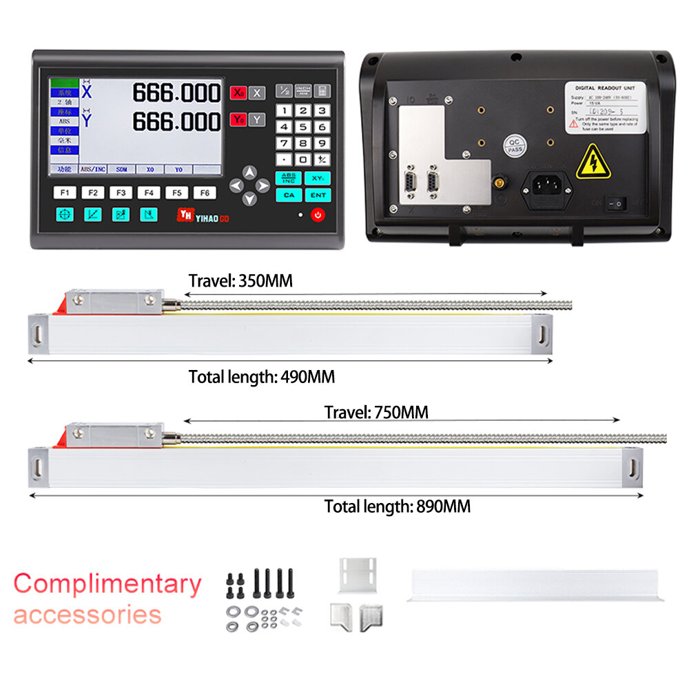 YHSINO YH800-2 Digital Display Ruler YE Optical Linear Scale with IP54 Protection High Precision Versatile Use for Milling Machi