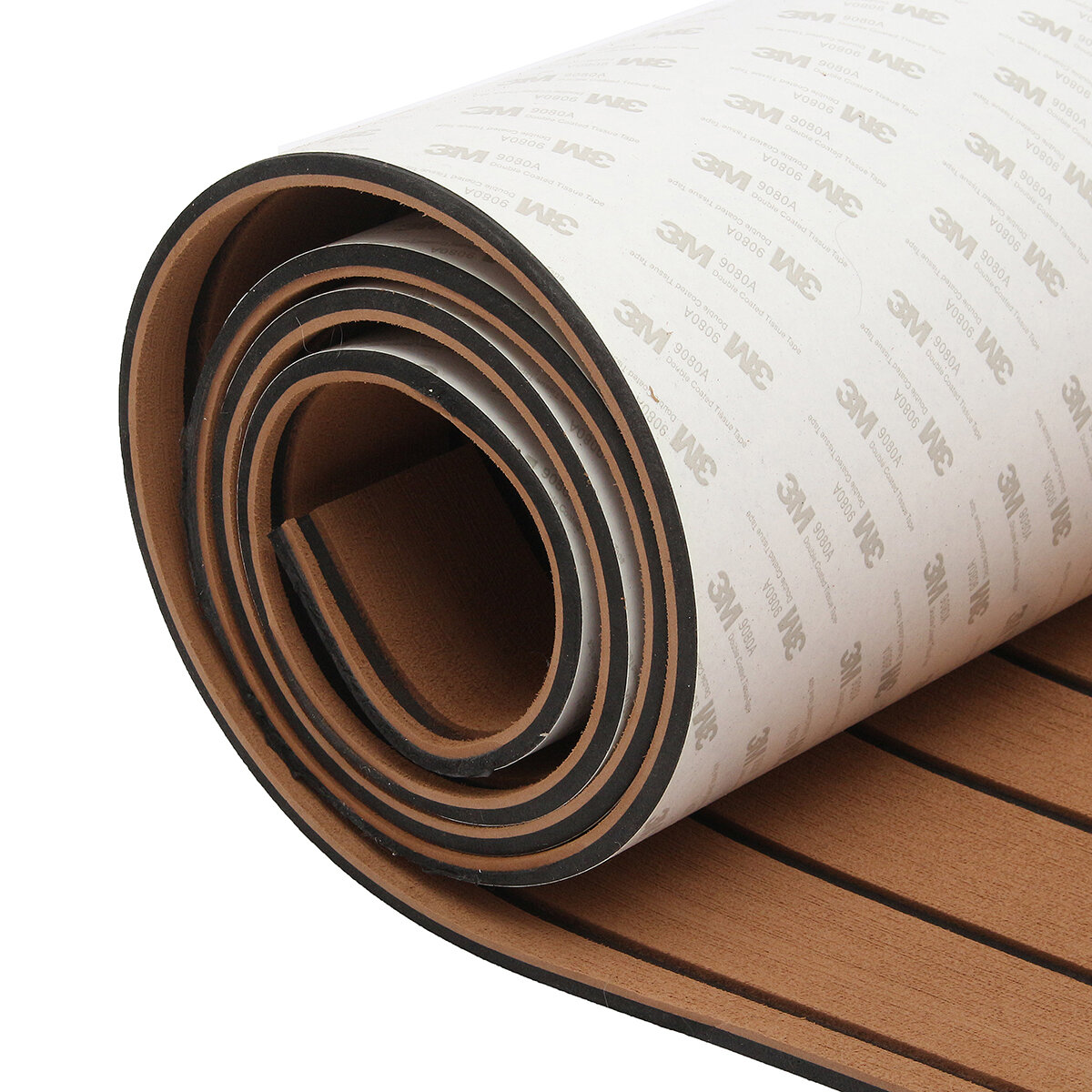 300cm x 90cm x 6mm EVA Foam Faux Teak Sheet Brown with Black Lines Boat Yacht Synthetic Teak