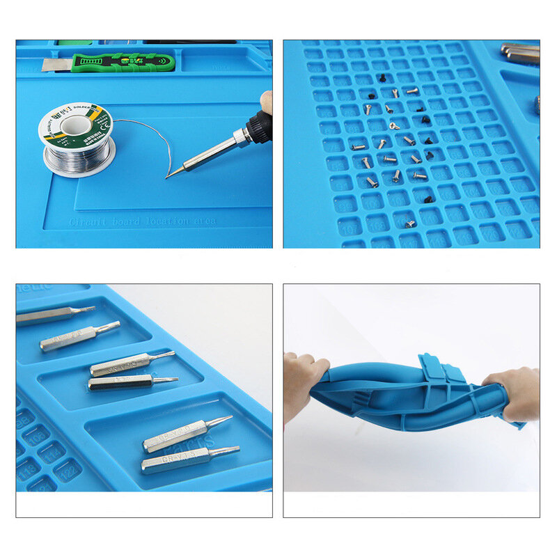 BEST S160 Magnetic Heat Insulation Silicone Pad Desk Mat Maintenance Platform BGA Soldering Repair Station