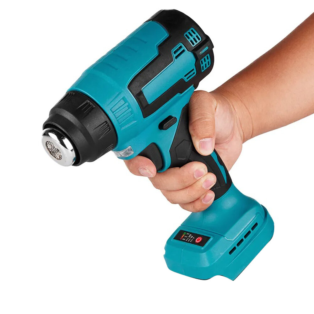 Drillpro 2000W Electric Heat Gun with 18V Power and High-Quality Ceramic Heating Core Features 3PCS Quick Dismantling Nozzles an