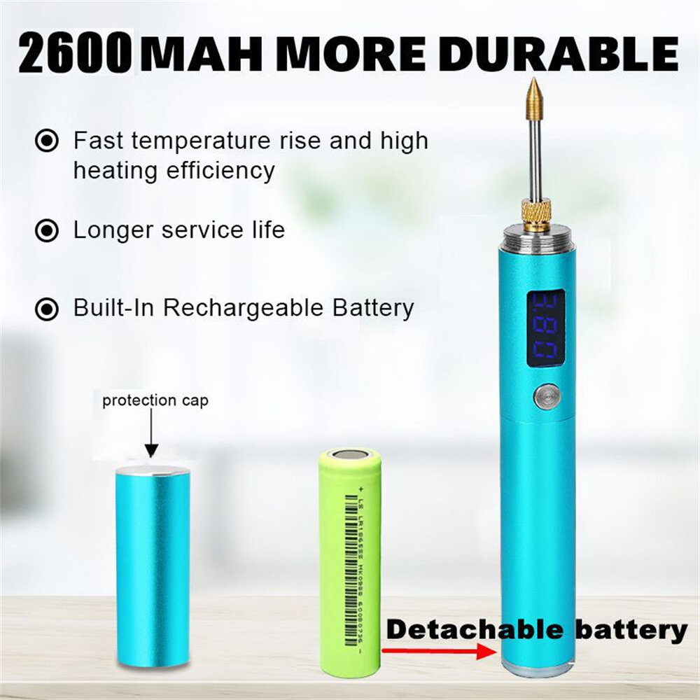 BS45 Portable Soldering Iron 16-20W Adjustable Voltage 320-450℃ USB Charging 2600mAh Battery Quick Heat Up High Temp Resistance