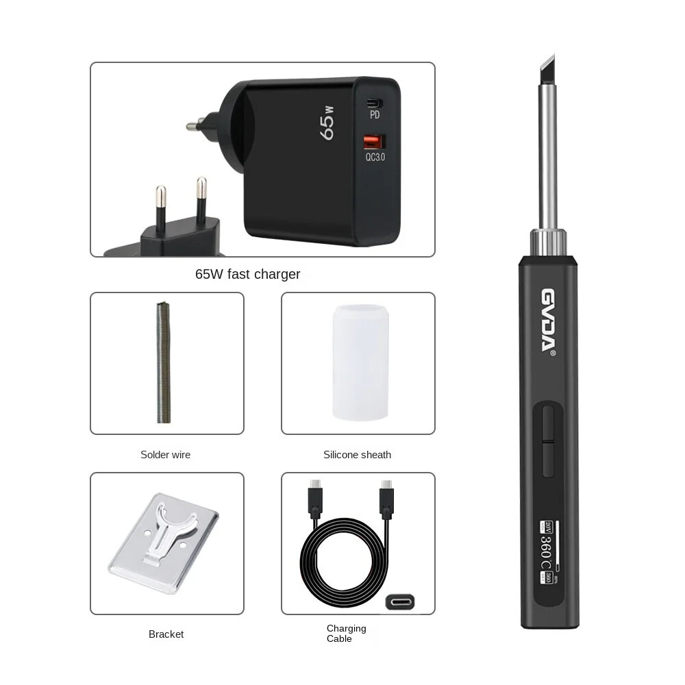 GVDA PD65W Intelligent Electric Soldering Iron with Constant Temperature Control 65W Power Fast Charging USB Type-C Interface OL