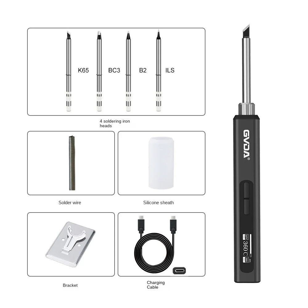 GVDA PD65W Intelligent Electric Soldering Iron with Constant Temperature Control 65W Power Fast Charging USB Type-C Interface OL