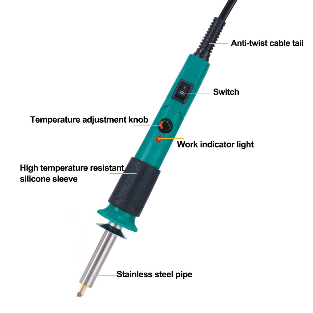 Professional Adjustable Temperature Pyrography Pen Kit Multifunction Soldering Desoldering Toolset Rubber Handle Electric Heat w