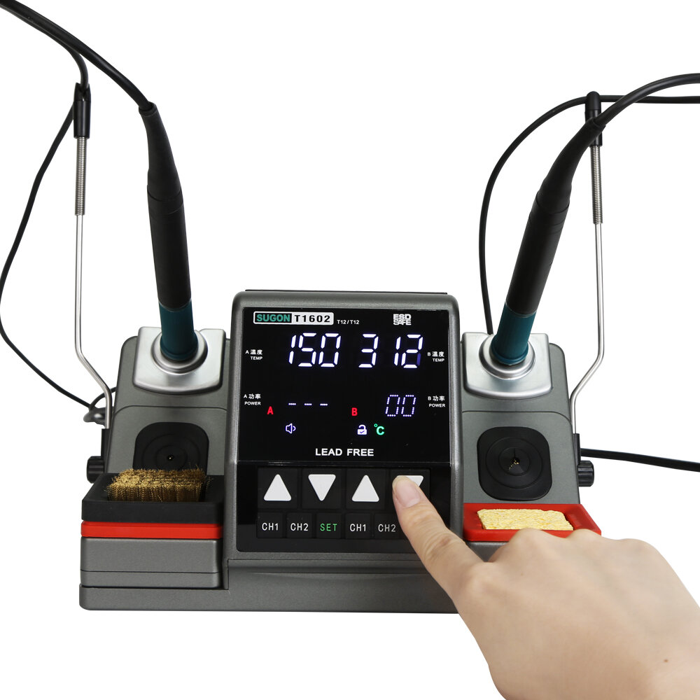 SUGON T1602 Soldering Station Double Station Welding Rework Station for Cell-Phone PCB SMD IC Repair Soldering Tools