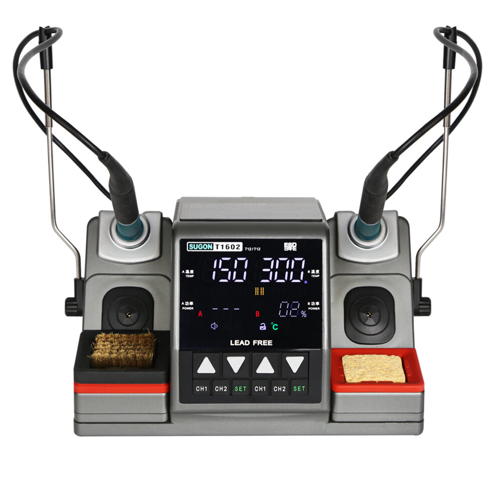 SUGON T1602 Soldering Station Double Station Welding Rework Station for Cell-Phone PCB SMD IC Repair Soldering Tools