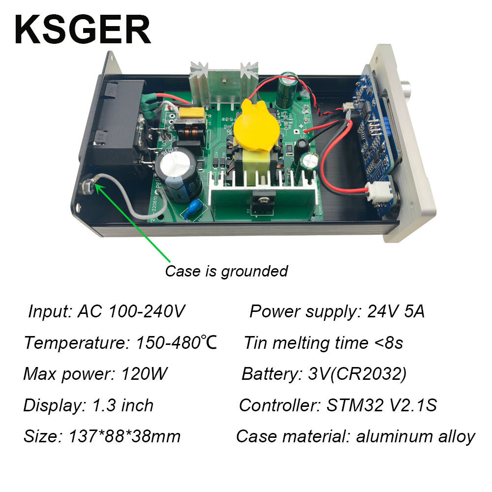 KSGER T12 STM32 OLED DIY Kit Constant Temperature Soldering Station 150-480°C Range Quick Heating High Power Output Compact