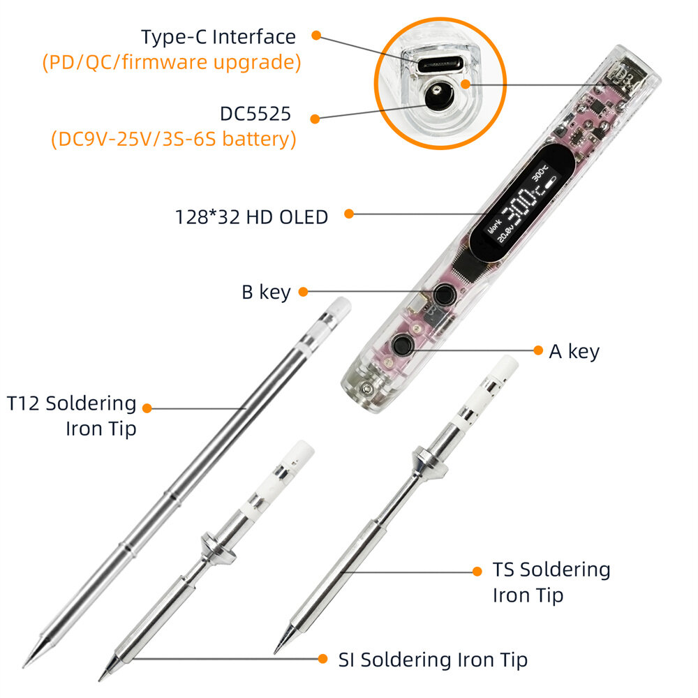 SEQUER SI012 Pro Max SI-B2 Portable OLED Soldering Iron with Color Ambience Light Chinese English and Russian Menu Applicable SI