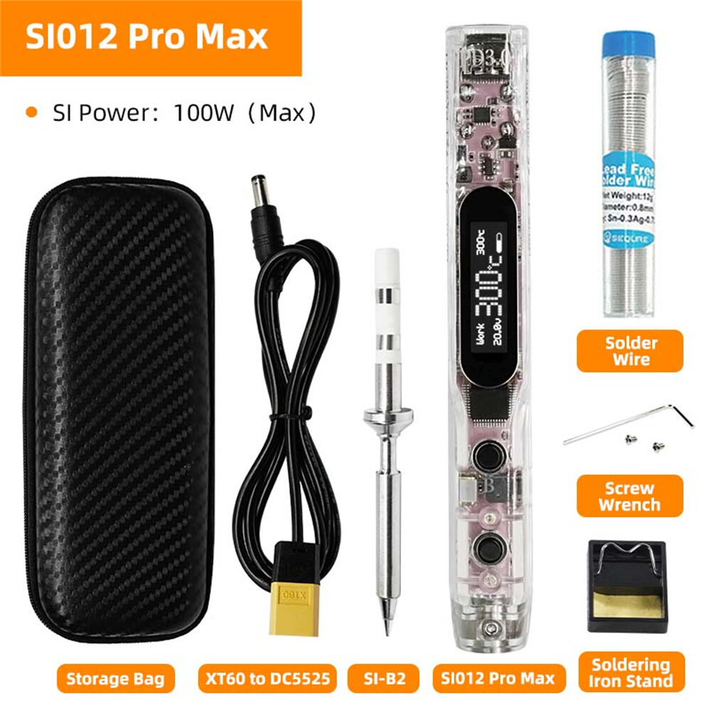 SEQUER SI012 Pro Max SI-B2 Portable OLED Soldering Iron with Color Ambience Light Chinese English and Russian Menu Applicable SI