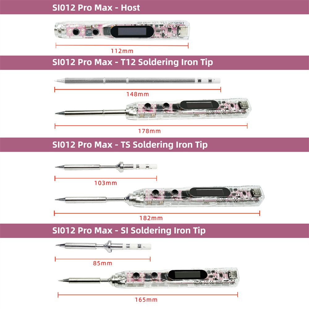 SEQUER SI012 Pro Max T12 Portable OLED Soldering Iron with Color Ambience Light Chinese, English and Russian Menu Applicable T12