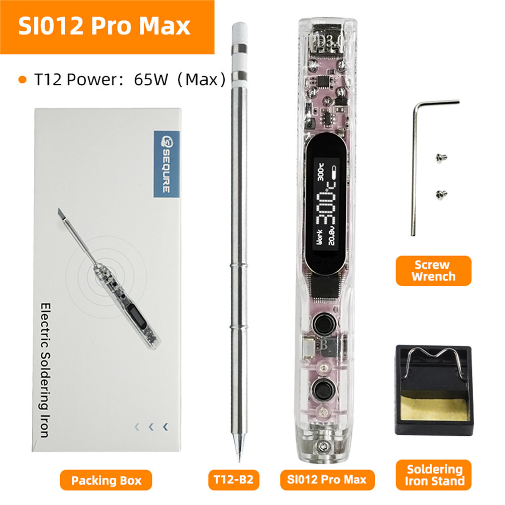 SEQUER SI012 Pro T12-B2 Max Portable OLED Soldering Iron with Color Ambience Light Chinese English and Russian Menu Applicable T