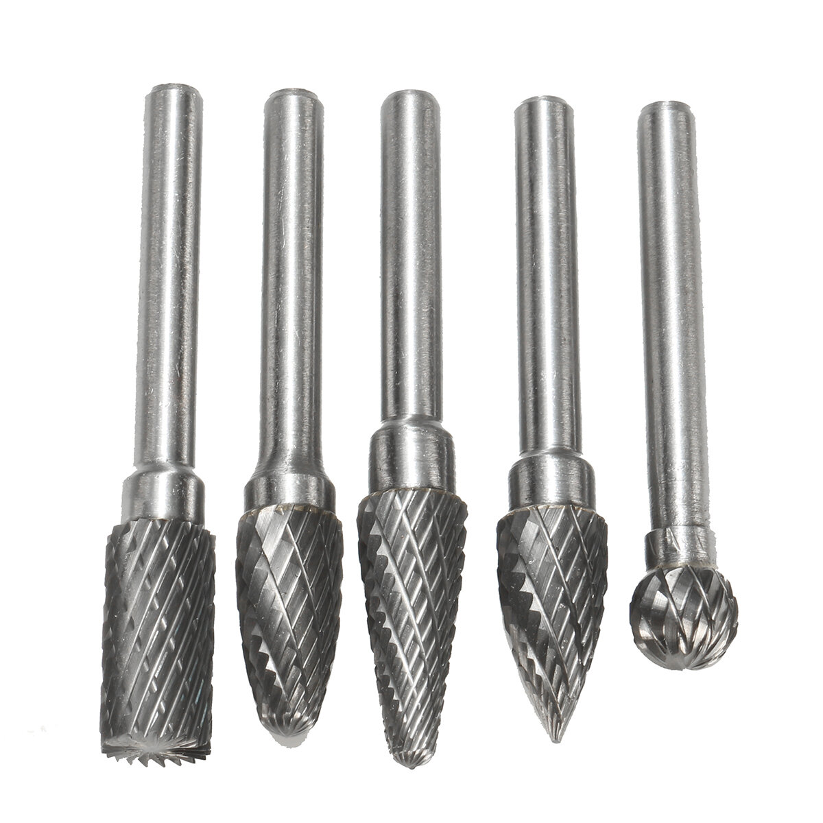 Drillpro RB29 5pcs 6mm Shank Tungsten Carbide Burr Rotary Cutter file Set Engraving Tool