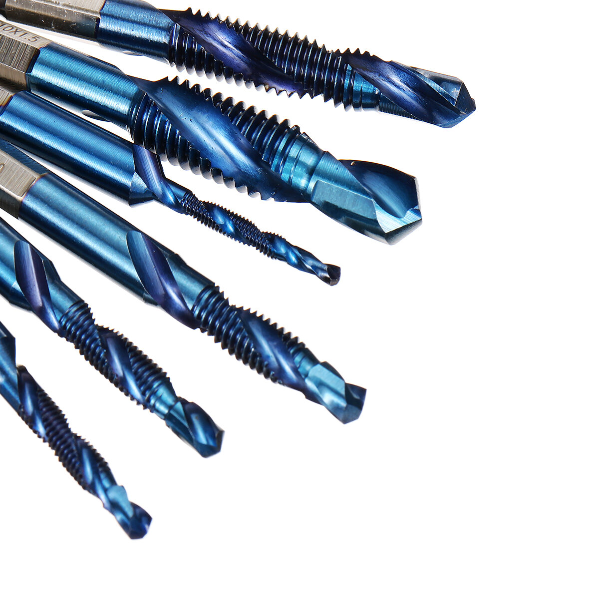 6Pcs M3-M10 1/4 Inch Hex Shank Metric Thread Blue Nano Coated HSS Drill and Tap Bits Screw Tap