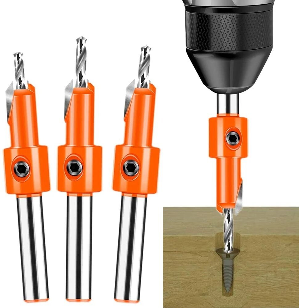 7PCS 8/10mm Shank HSS Woodworking Step Drill Countersink Router Bit Set Screw Extractor Remon Demolition for Wood Milling Cutter