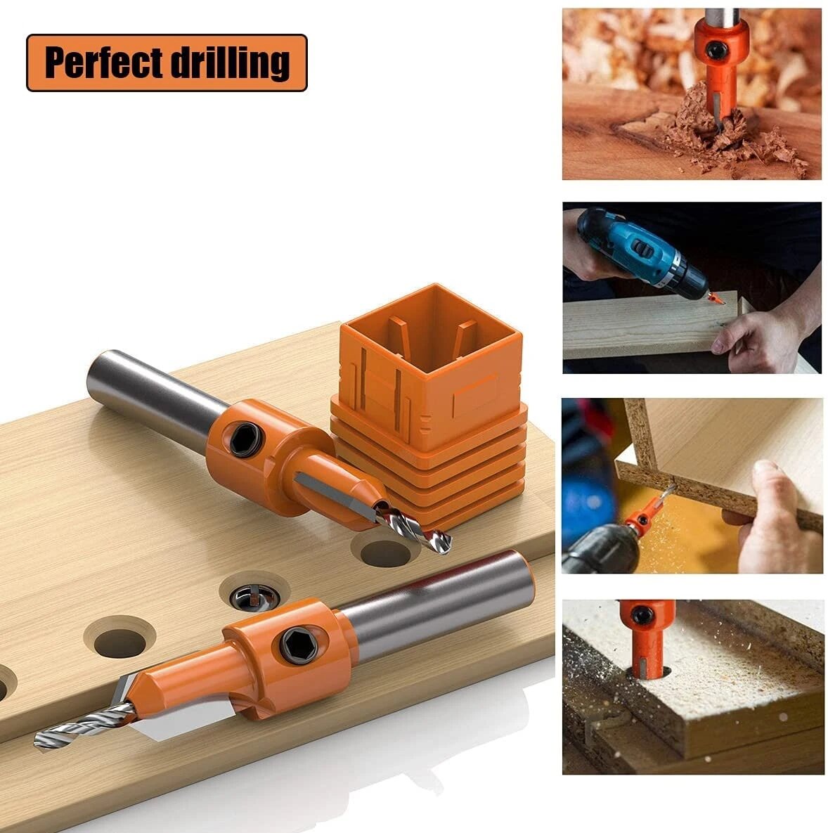 7PCS 8/10mm Shank HSS Woodworking Step Drill Countersink Router Bit Set Screw Extractor Remon Demolition for Wood Milling Cutter