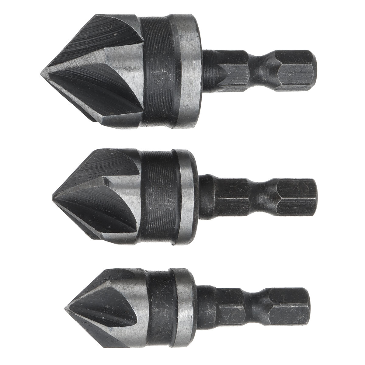 3Pcs 12mm 16mm 19mm Countersink Bore Set 1/4" Hex Shank Wood Plastic Chamfer Bit