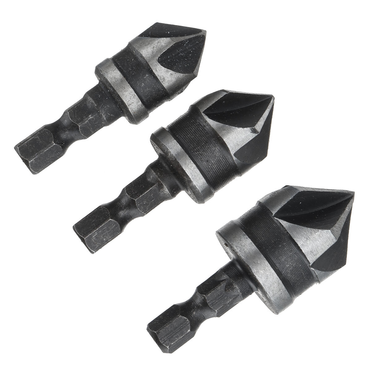 3Pcs 12mm 16mm 19mm Countersink Bore Set 1/4" Hex Shank Wood Plastic Chamfer Bit