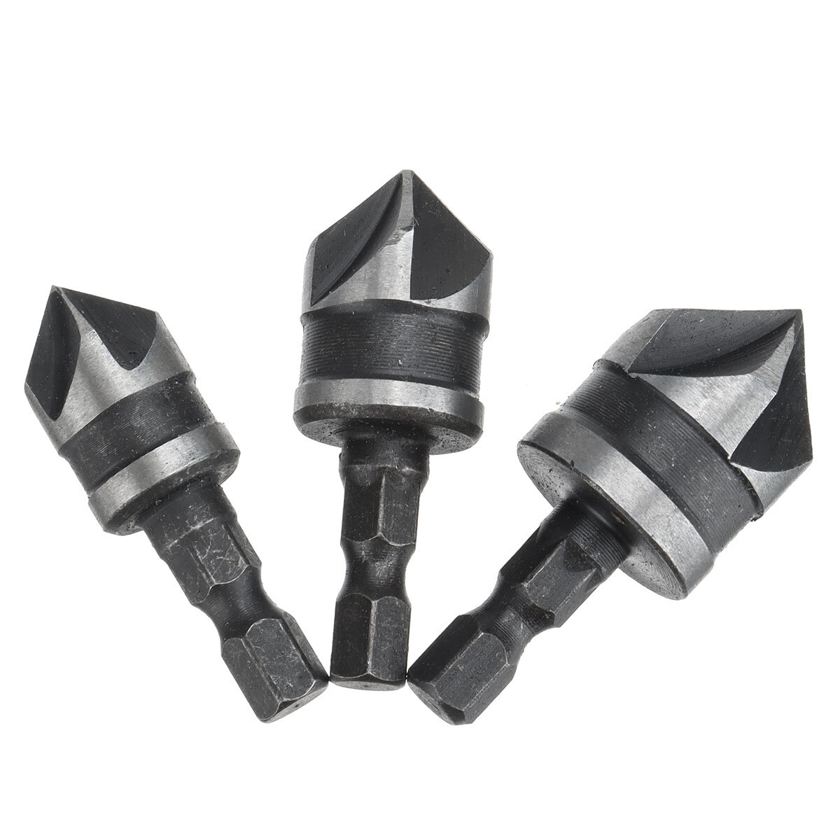 3Pcs 12mm 16mm 19mm Countersink Bore Set 1/4" Hex Shank Wood Plastic Chamfer Bit