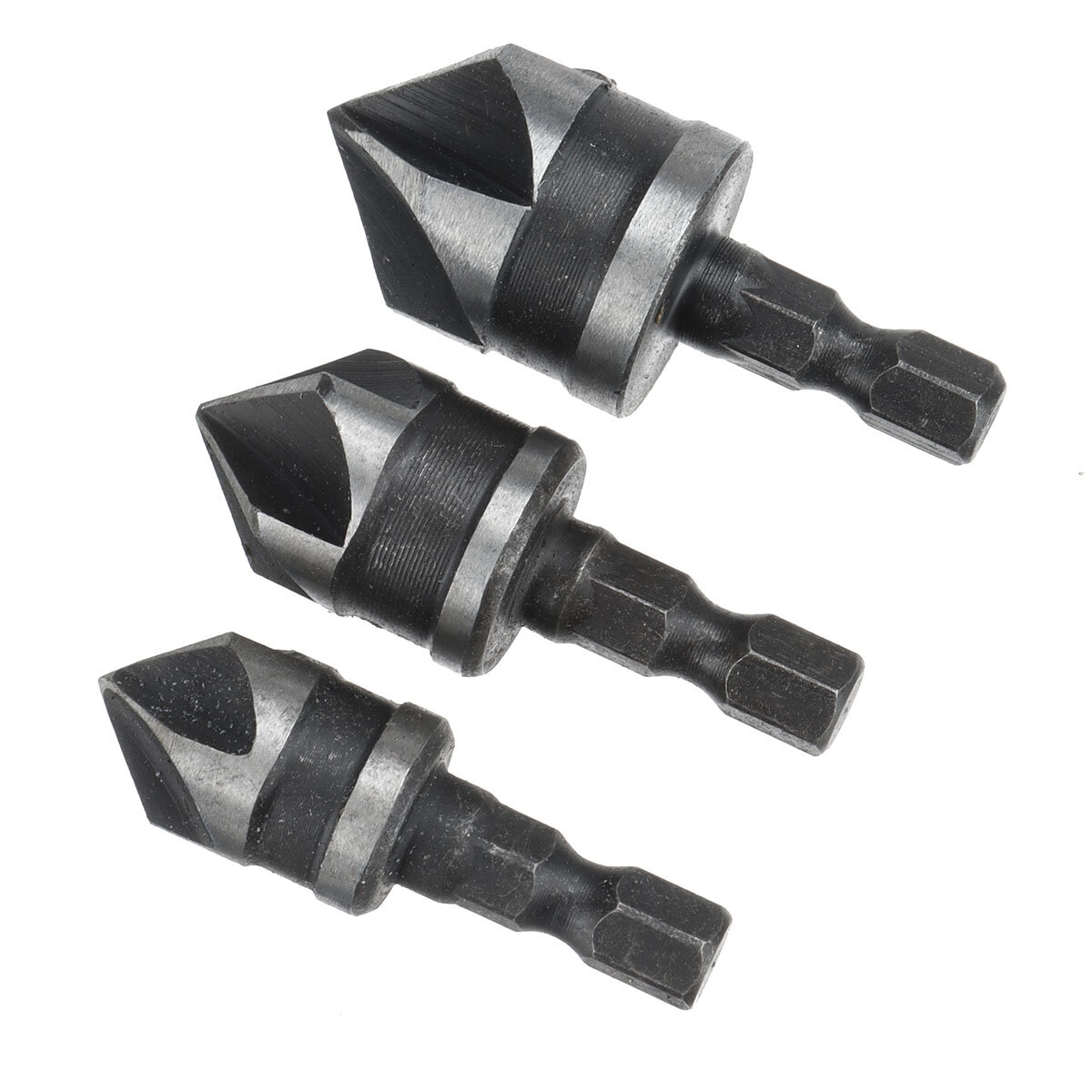 3Pcs 12mm 16mm 19mm Countersink Bore Set 1/4" Hex Shank Wood Plastic Chamfer Bit