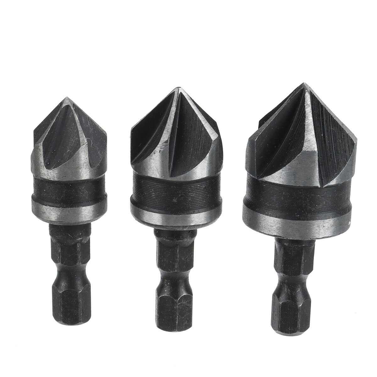 3Pcs 12mm 16mm 19mm Countersink Bore Set 1/4" Hex Shank Wood Plastic Chamfer Bit