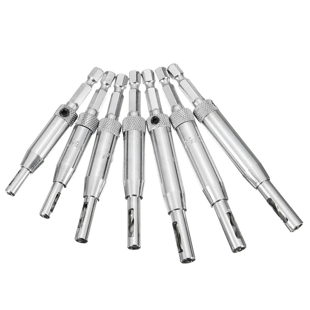 Drillpro 7pcs HSS Self Centering Hinge Drill Bit Door Window Cabinet Woodworking Hole Puncher