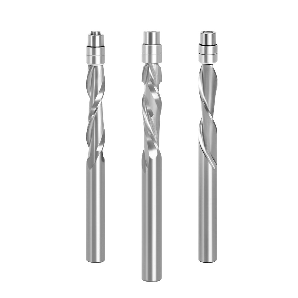 LAVIE 1 PC 6.35mm shank Solid Carbide Bearing Guided Two Flute Flush Trim Router Bits Woodworking milling cutters end mill