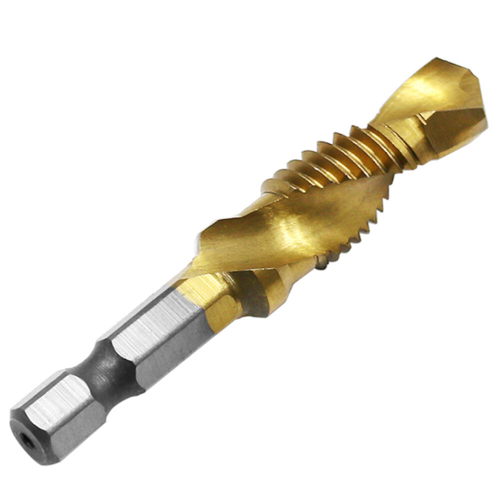 6Pcs 1/4 Inch M3-M10 Screw Tap HSS Combination Drill Tap Bit Set Hex Shank Deburr Countersink Bits