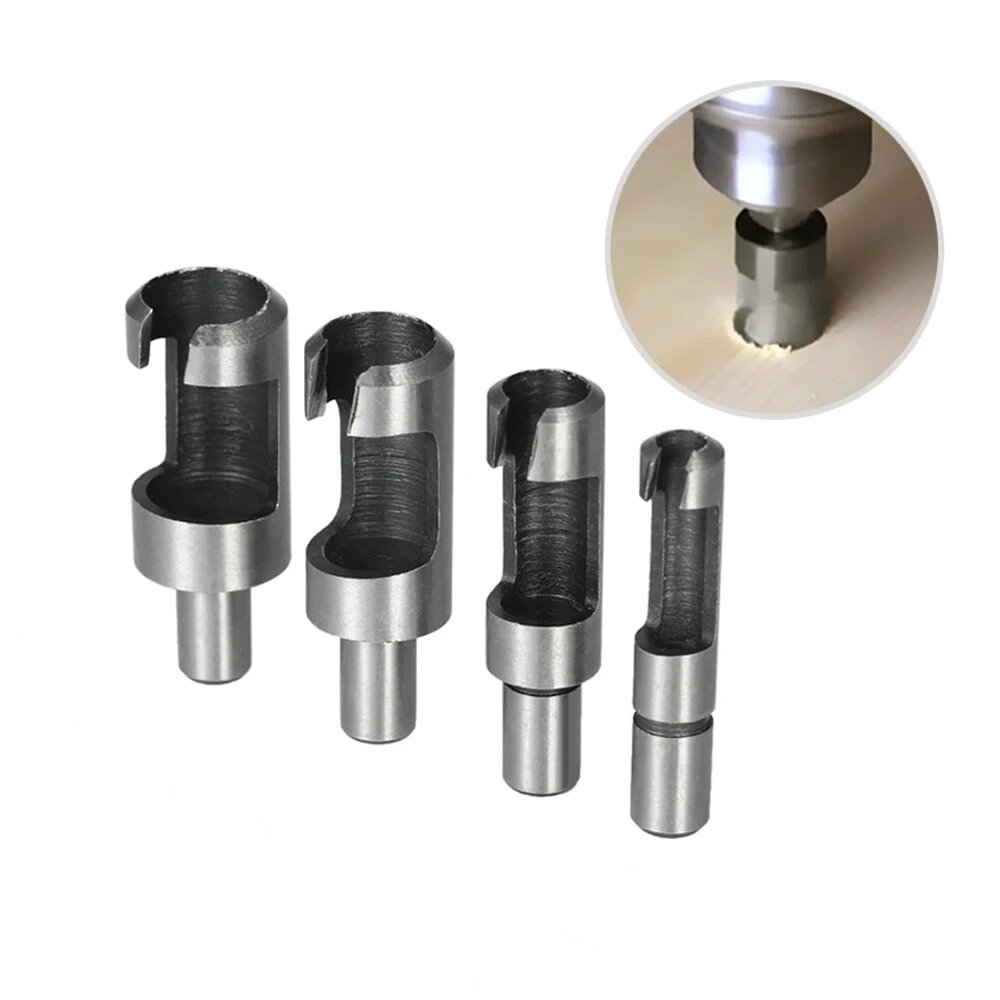 4PCS Claw Corkscrew 6/8/10/13mm Carbon Steel Wood Plug Hole Cutter Drill Bit Set