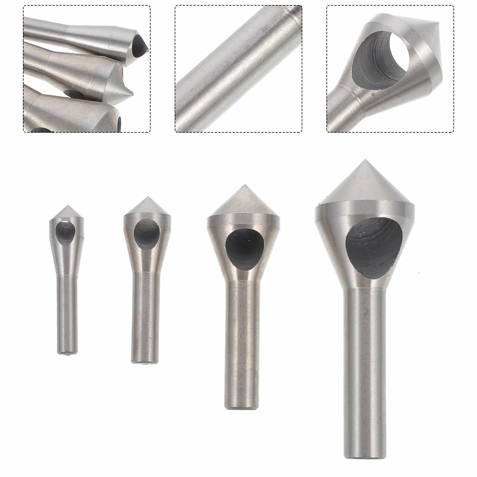 4pcs Set Titanium Countersink Deburring Drill Taper Hole Cutter Steel/Aluminum Countersunk Head Chamfering Tools 2-5-10-15-20