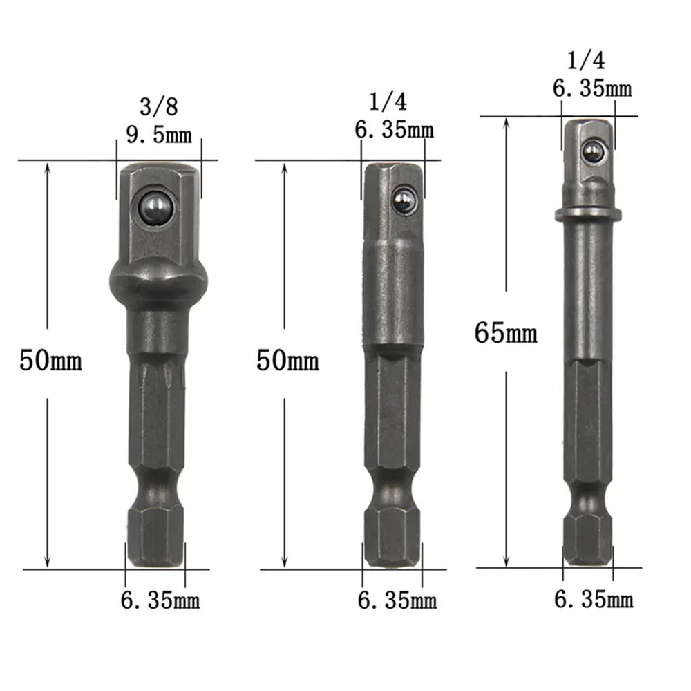 8PCS Set Of Electric Screw Wind Batch Conversion Joint Transfer Rod 1/2 Screwdriver Square Head 3/8 1/4 Hexagonal Rod