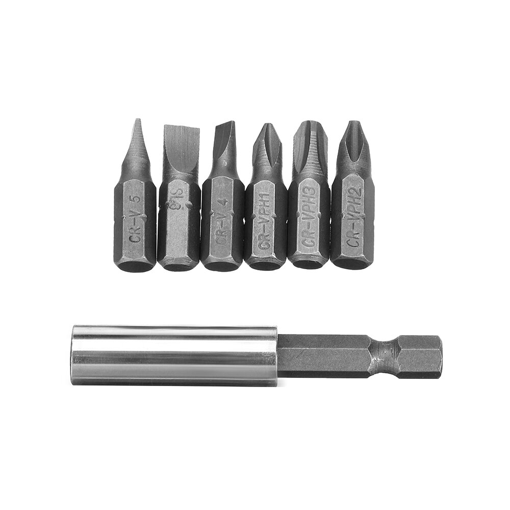 7PCS Precision Screwdriver Bit Set with 25mm Length PH1 PH2 PH3 SL4 SL5 SL6 Bits and 60mm Extension Bar Universal CRV Material C