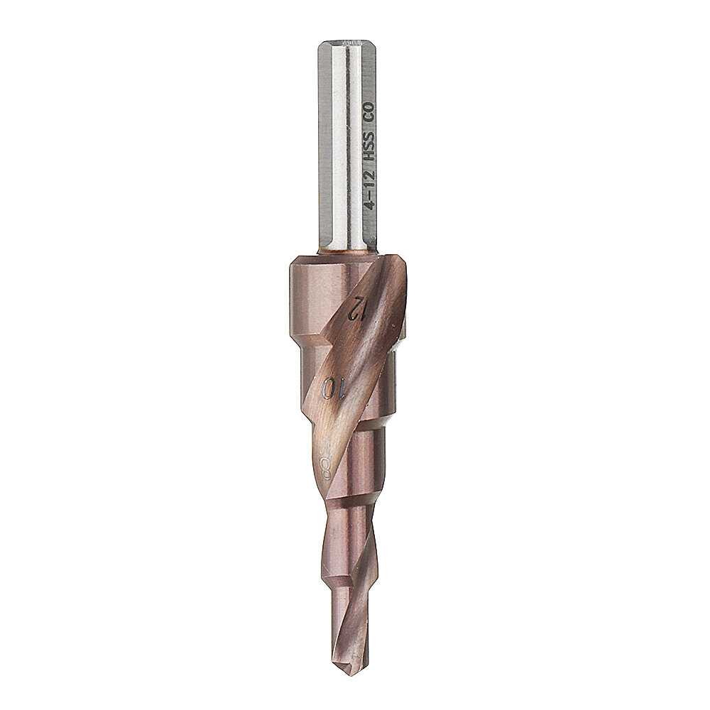 Drillpro HSS-Co M35 Cobalt Step Drill Bit Triangle Shank 4-12/4-20/4-32mm Spiral Flute Step Drill