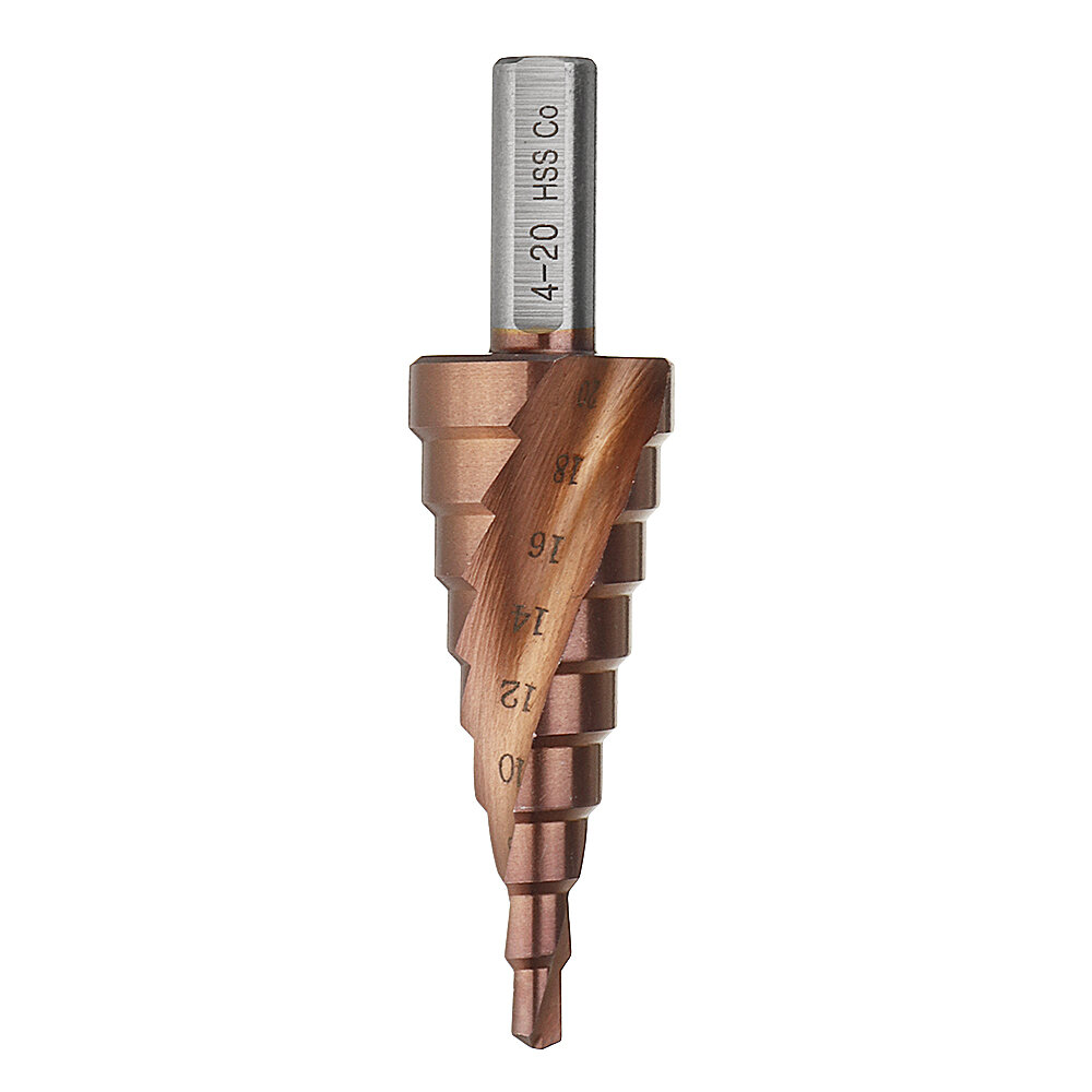 Drillpro HSS-Co M35 Cobalt Step Drill Bit Triangle Shank 4-12/4-20/4-32mm Spiral Flute Step Drill