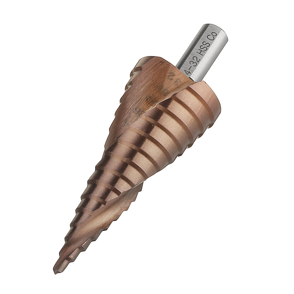 Drillpro HSS-Co M35 Cobalt Step Drill Bit Triangle Shank 4-12/4-20/4-32mm Spiral Flute Step Drill