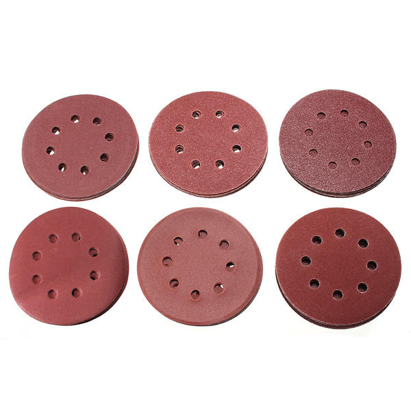 60Pcs 5 Inch 8-hole Hook Loop Sanding Discs Sandpaper 60/80/120/180/240/320 Grit